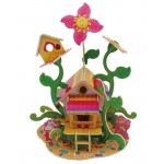 Flower House Forest Cabin - Puzzle 3D din lemn